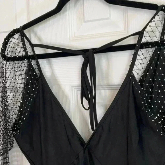 Envme Luna Black Bodysuit With Rhinestone Sleeves Size S - Picture 16 of 16
